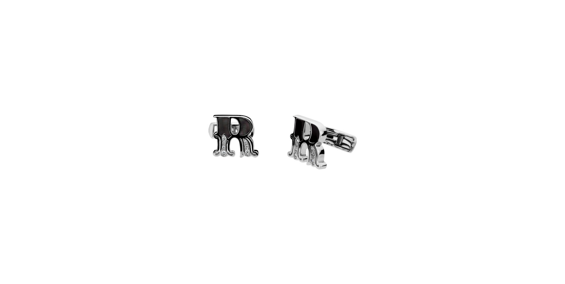 Diamond cufflinks with Mother of Pearl Relevance Letter