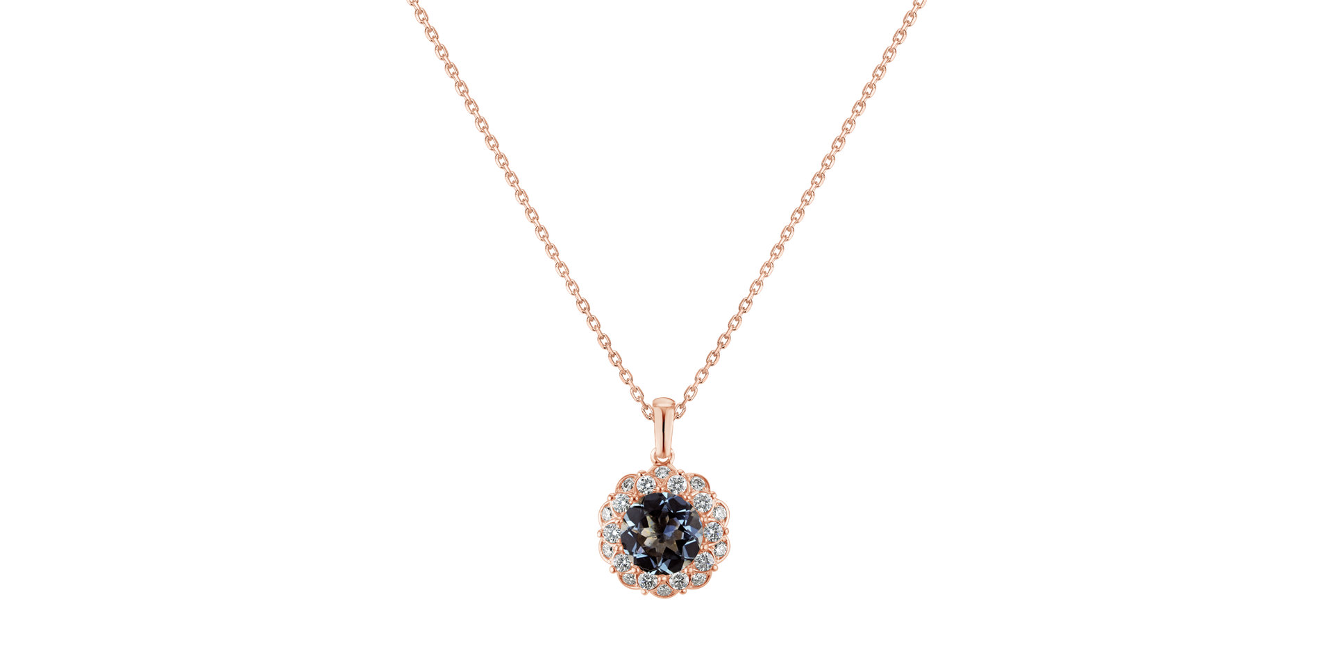 Diamond pendant with Aquamarine Princess Bloom