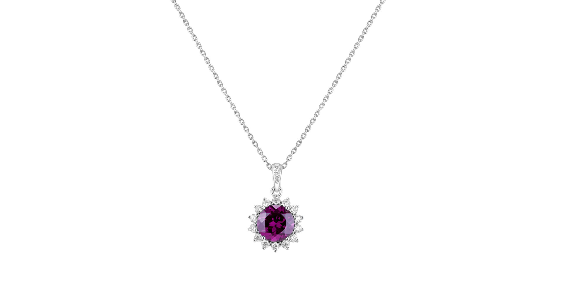 Diamond pendant with Rhodolite Princess Spark