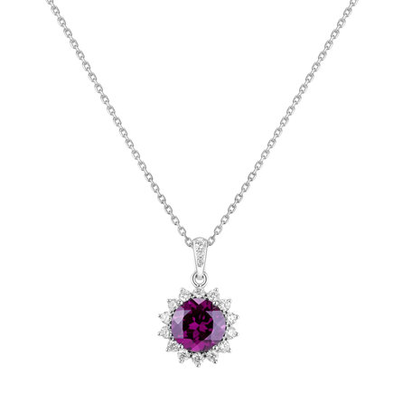 Diamond pendant with Rhodolite Princess Spark