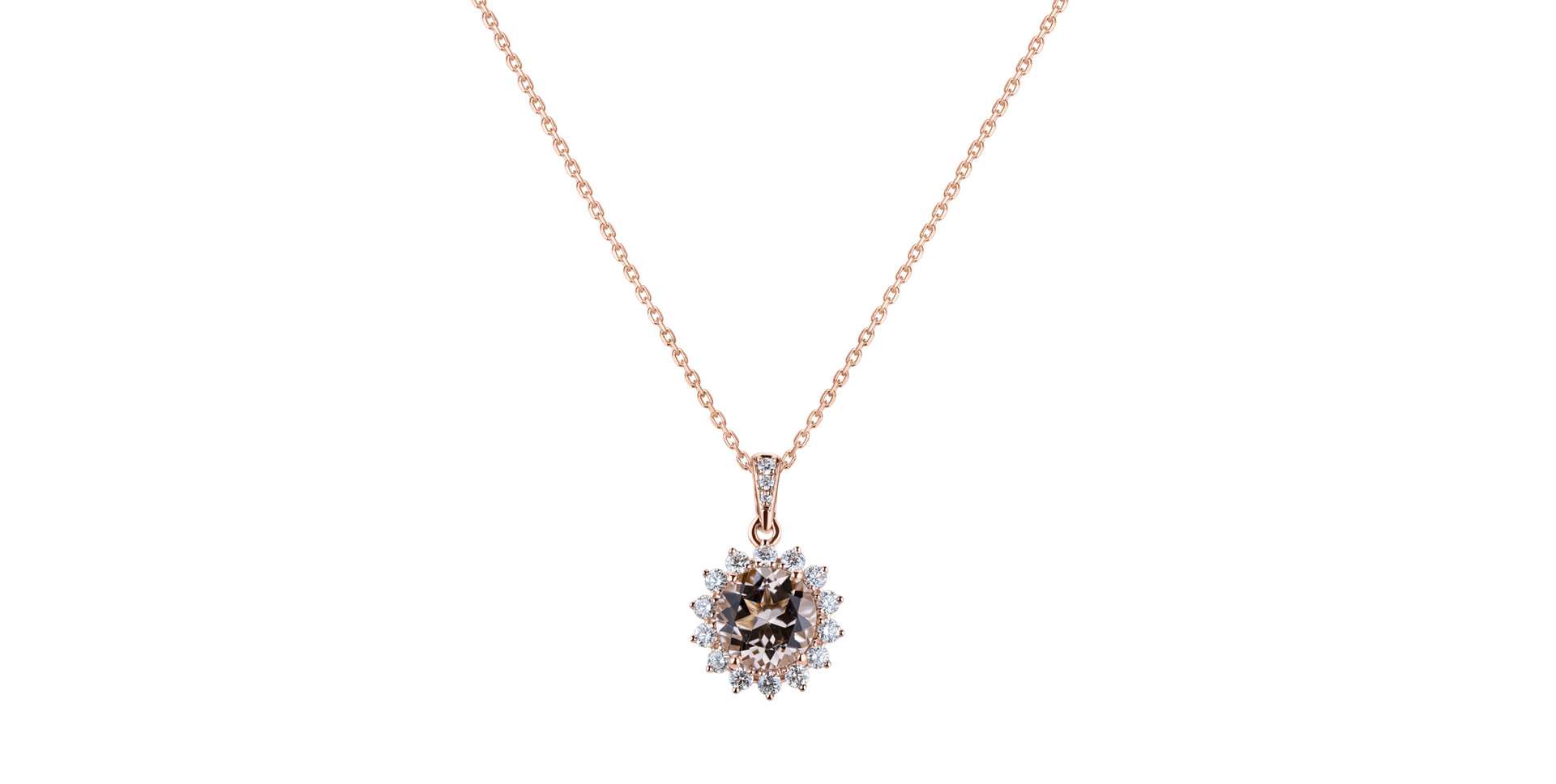 Diamond pendant with Morganite Princess Spark