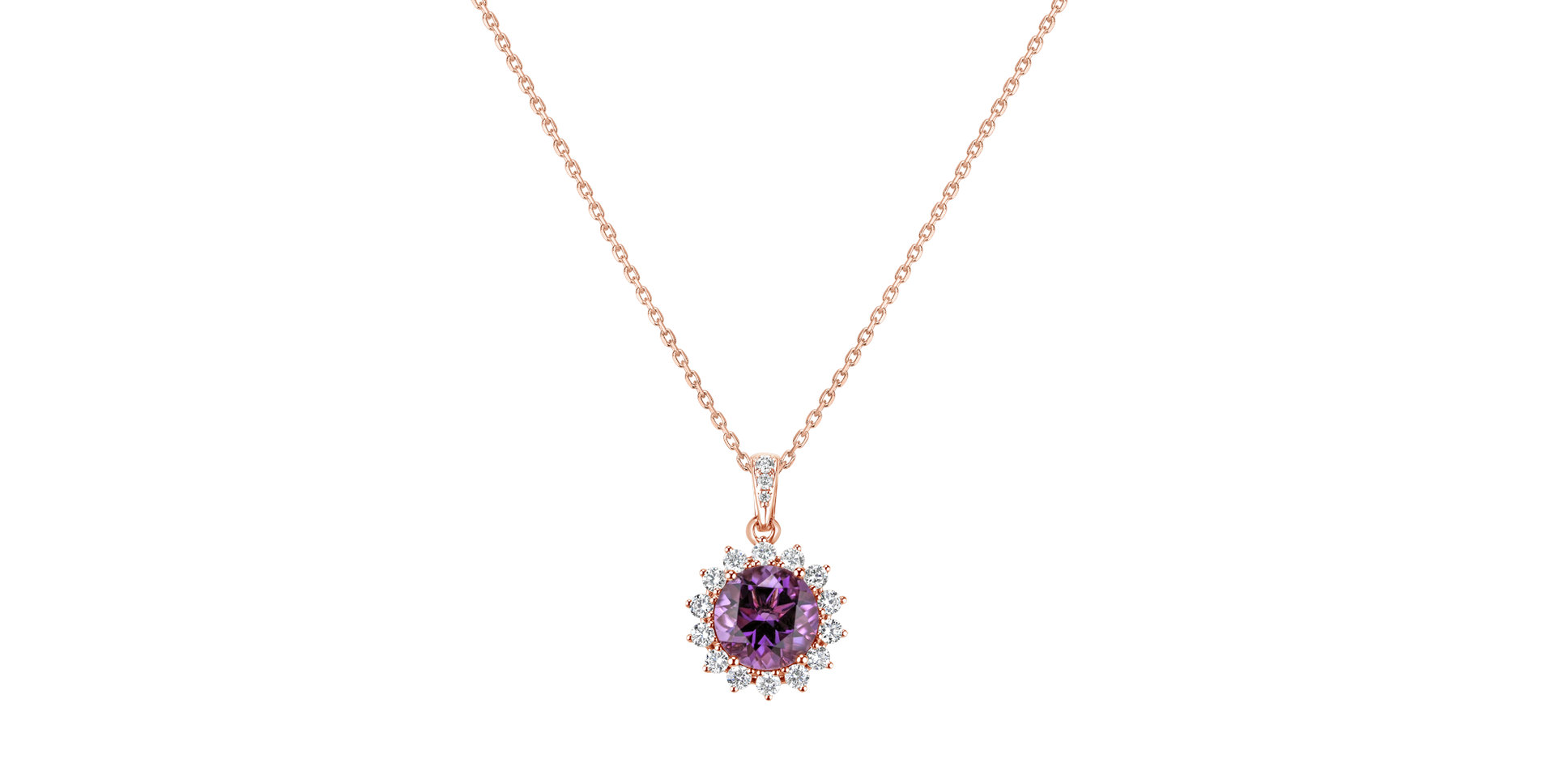 Diamond pendant with Amethyst Princess Spark