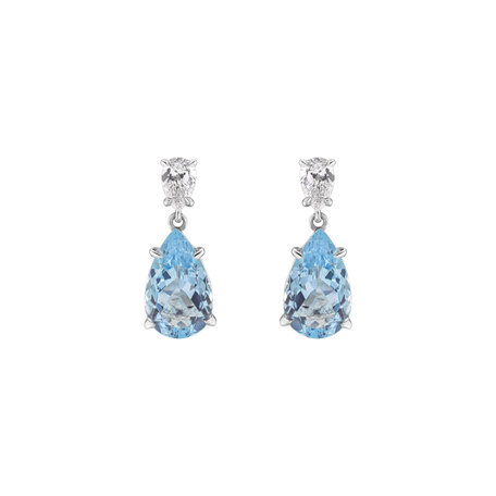 Diamond earrings with Aquamarine Fairytale Tears