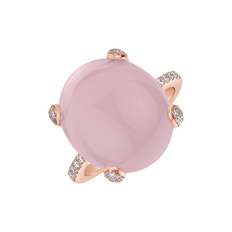 Diamond ring with Rose Quartz Niche