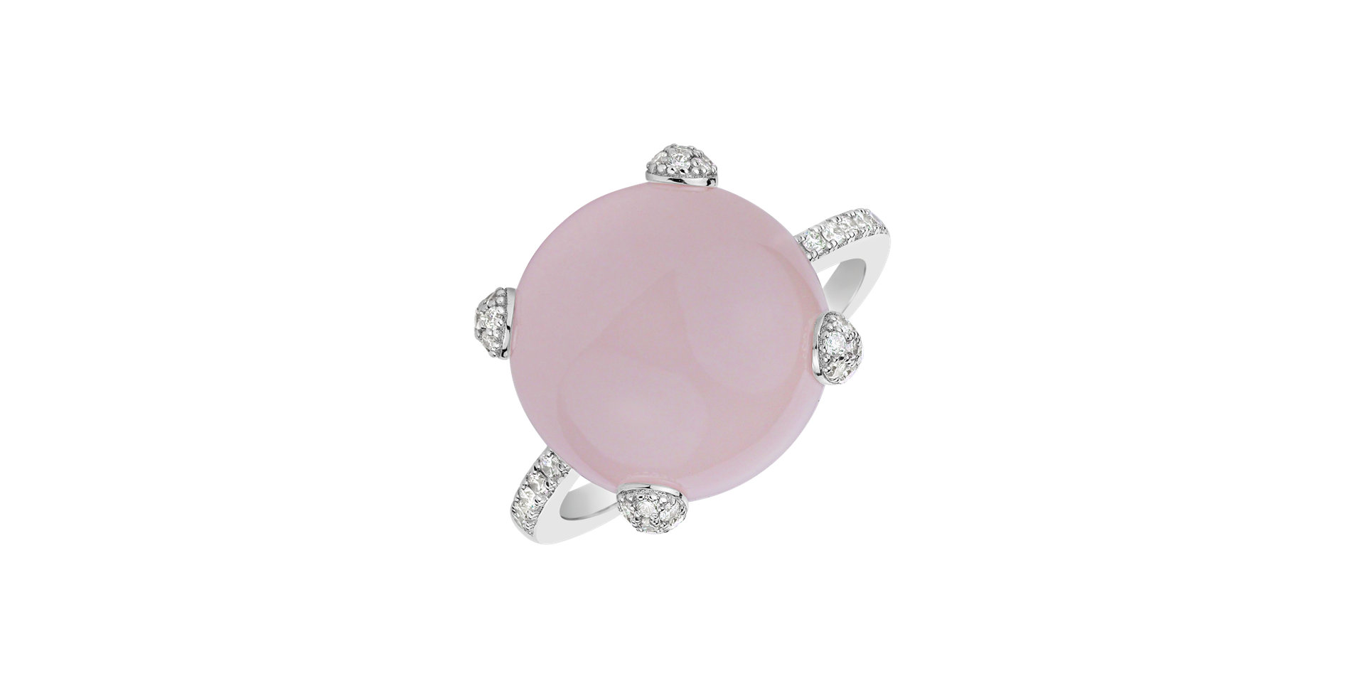 Diamond ring with Rose Quartz Divine Drop