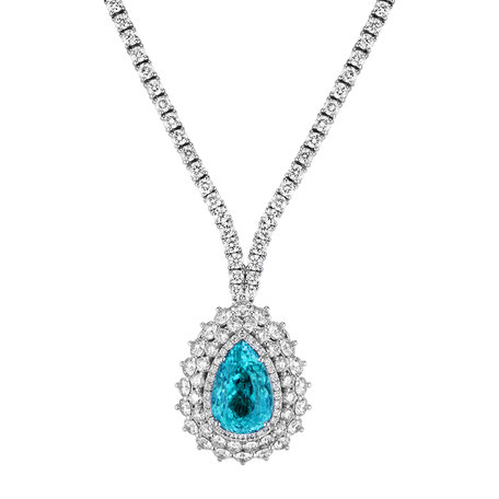 Diamond necklace with Paraiba Aurora Tear