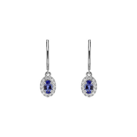 Diamond earrings with Tanzanite Princess Innocence