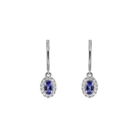 Diamond earrings with Tanzanite Princess Innocence