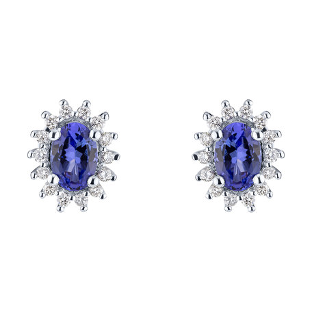 Diamond earrings with Tanzanite Princess Sparkle