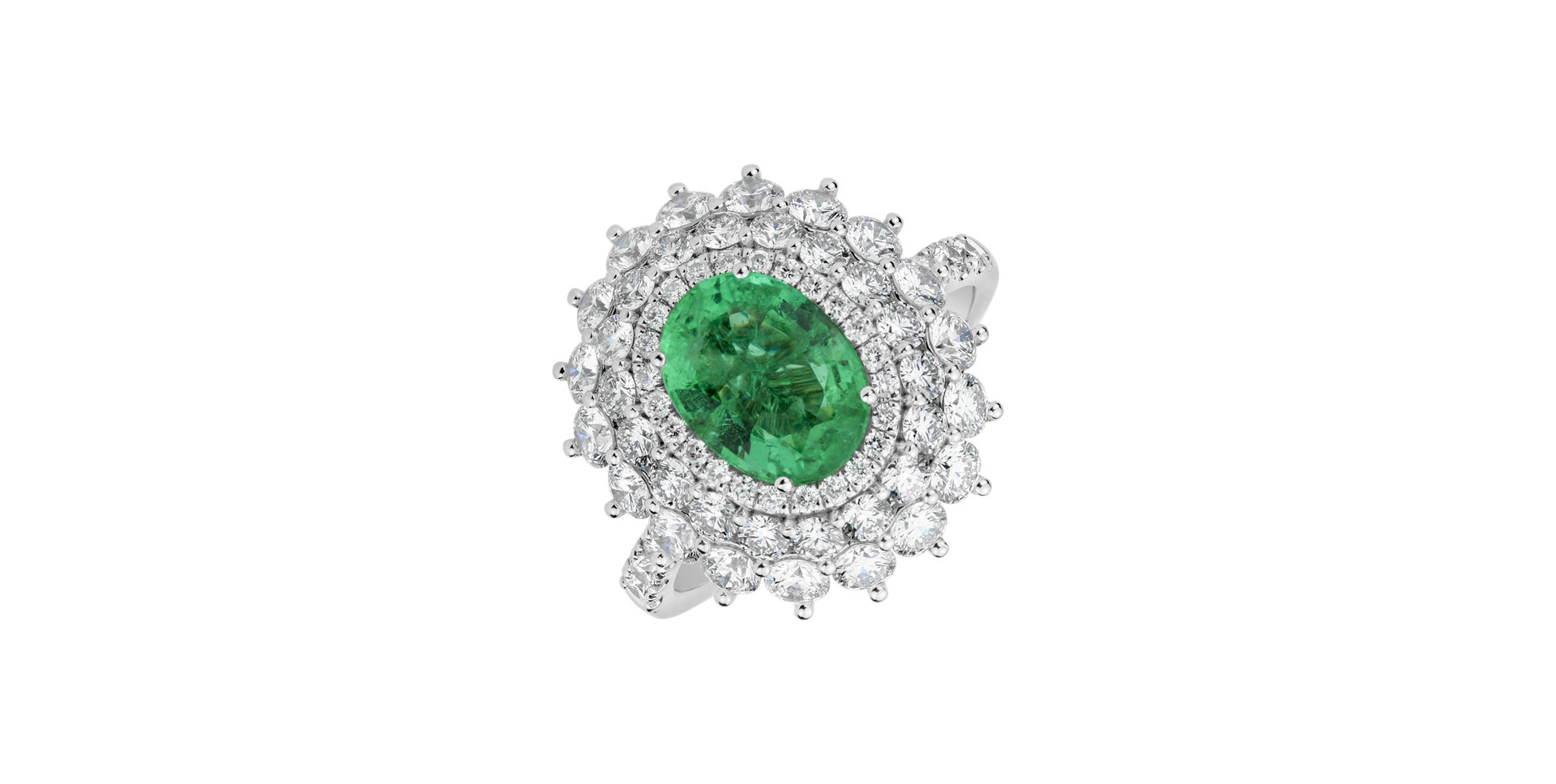 Diamond ring with Emerald Frozen Drop