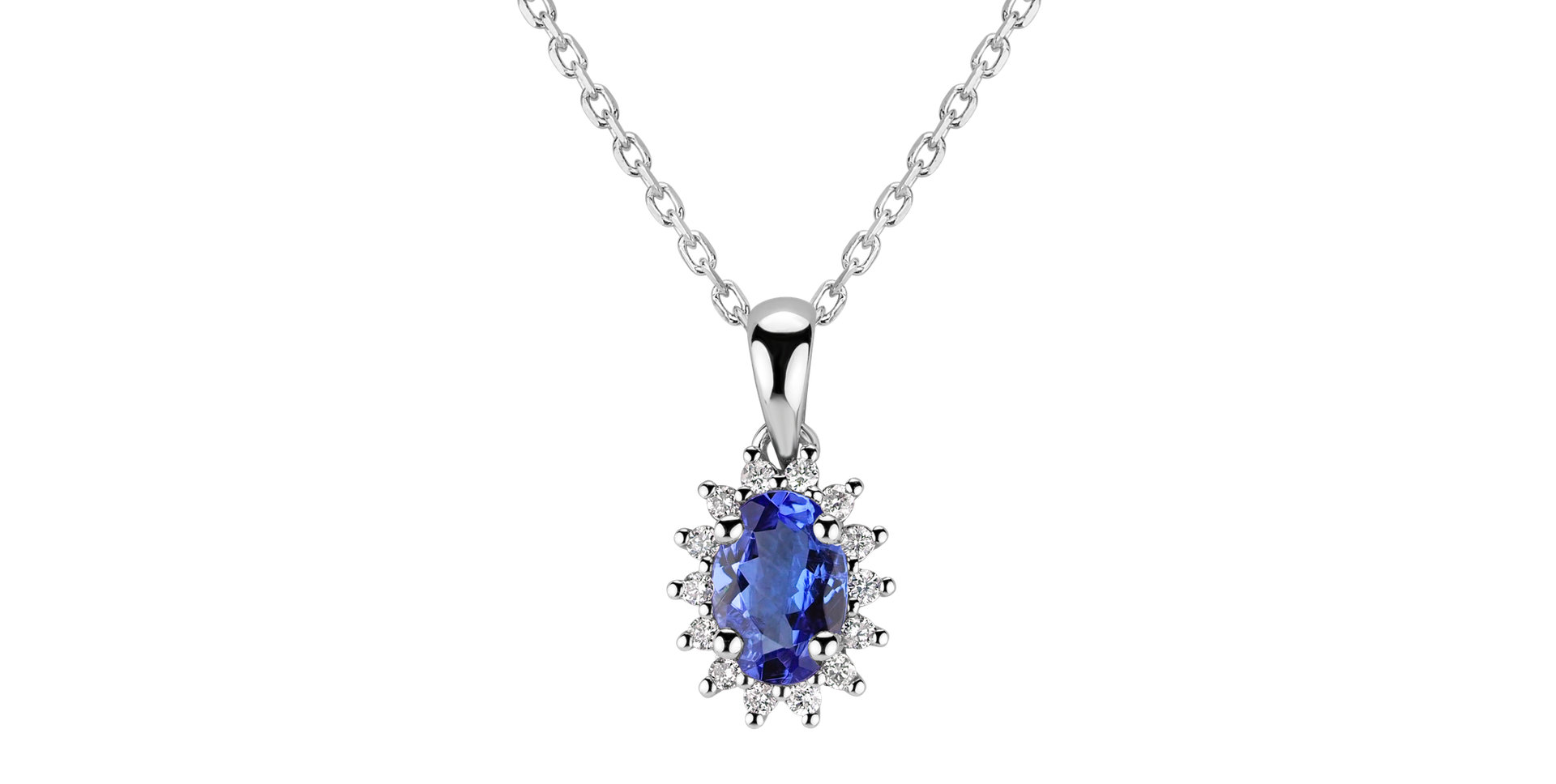 Diamond pendant with Tanzanite Princess Sparkle