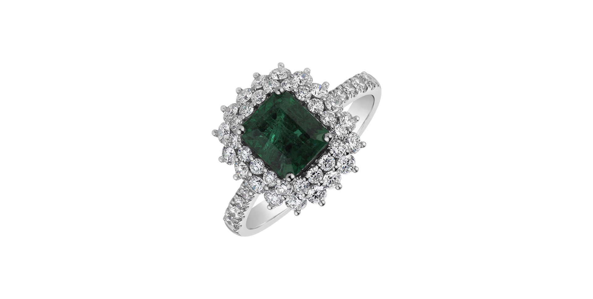 Diamond ring with Emerald Mystery Princess