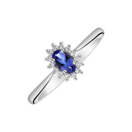 Diamond ring with Tanzanite Princess Sparkle