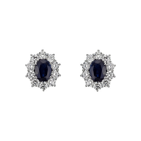 Diamond earrings with Sapphire Princess Joy