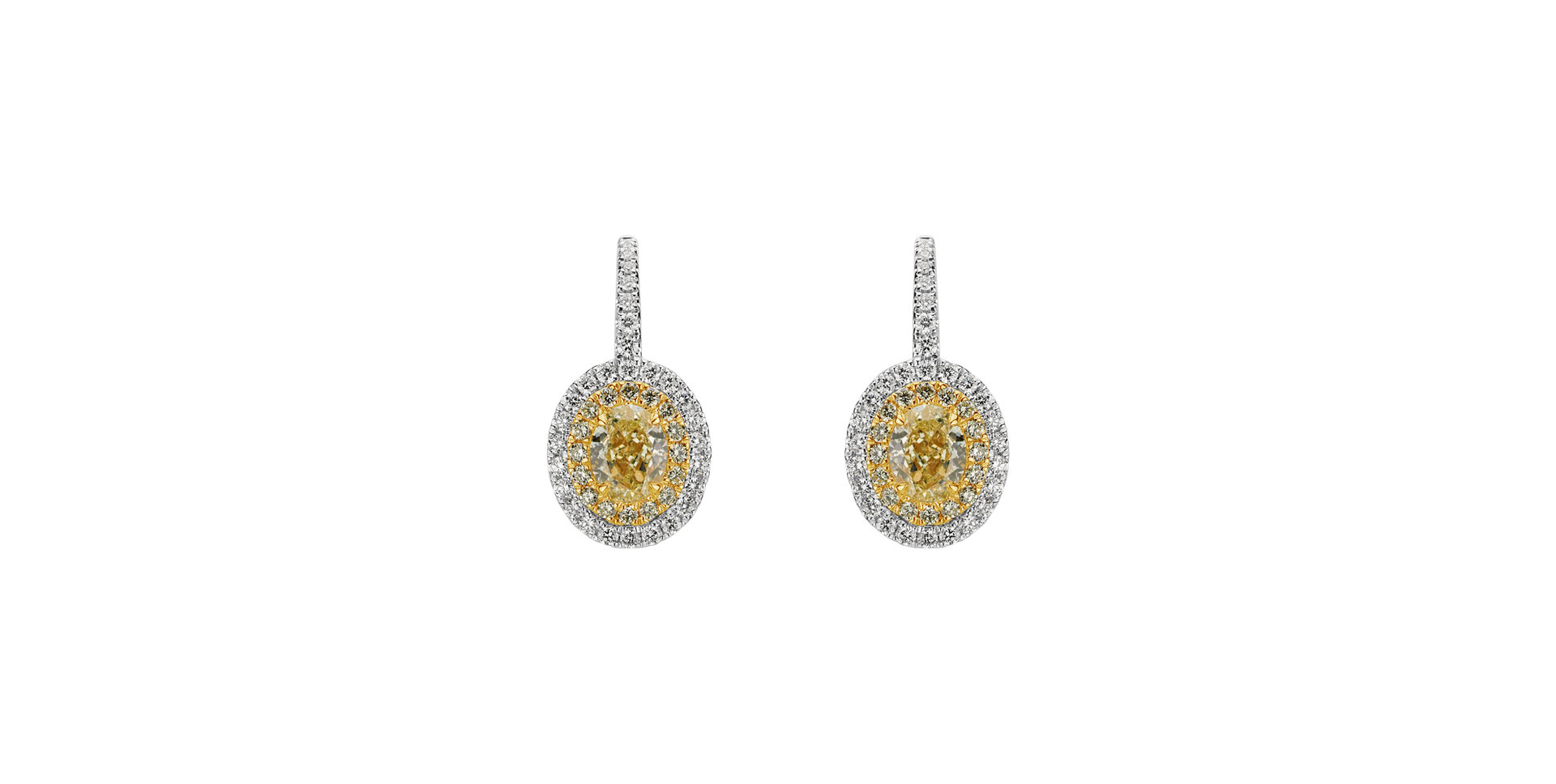 Earrings with yellow and white diamonds Glossy Sun