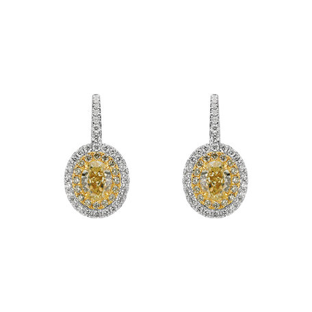 Earrings with yellow and white diamonds Glossy Sun