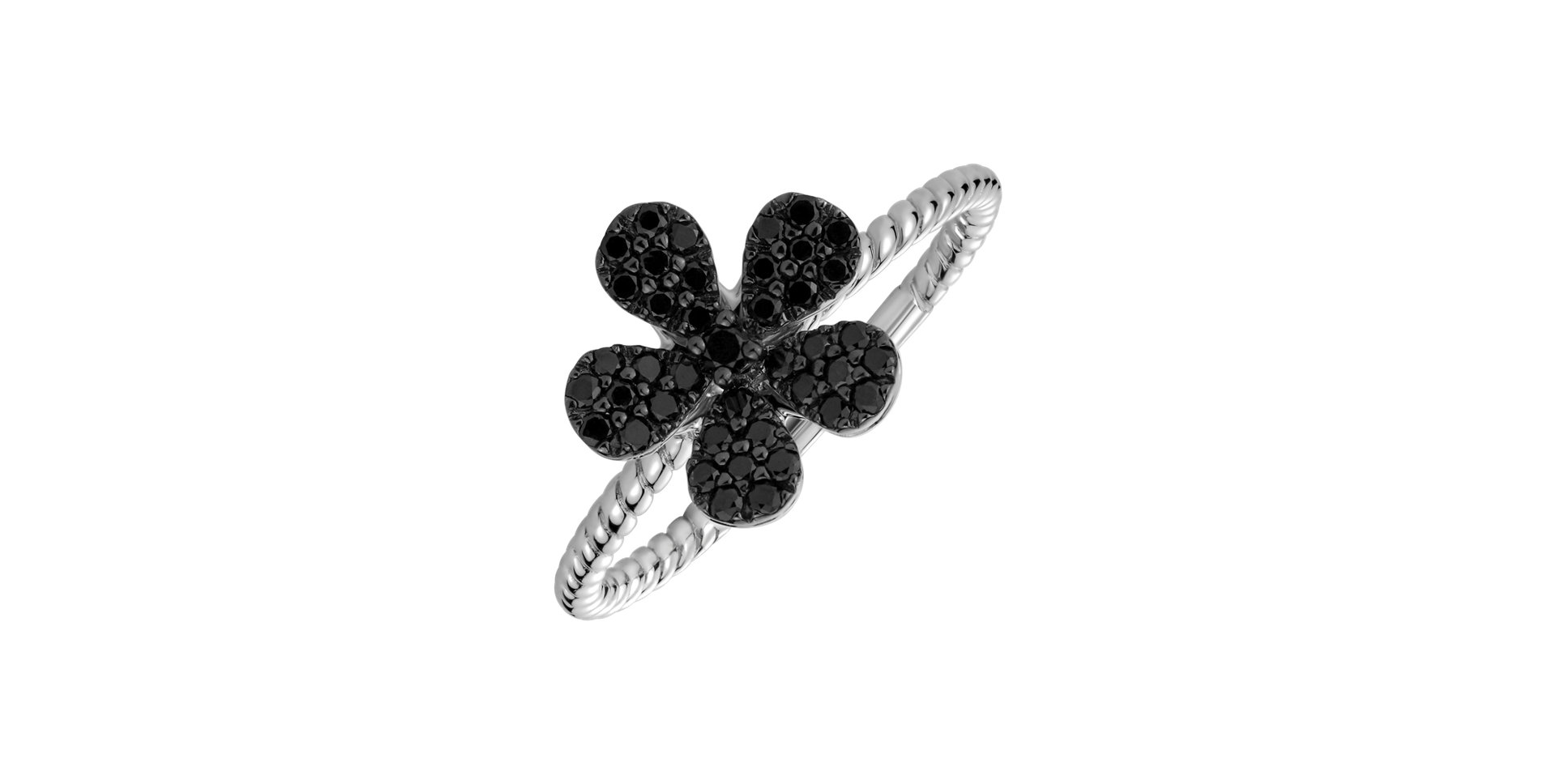 Ring with black diamonds Sun Daisy