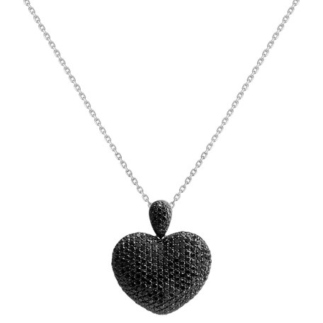 Pendant with black diamonds Heart Brilliance