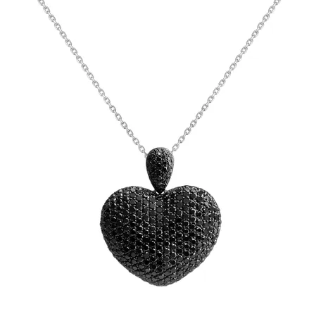 Pendant with black diamonds Heart Brilliance