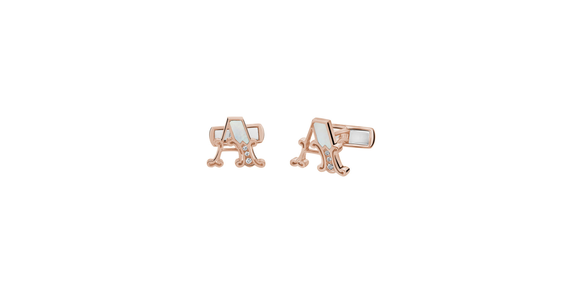 Diamond cufflinks with Mother of Pearl Letter Importance