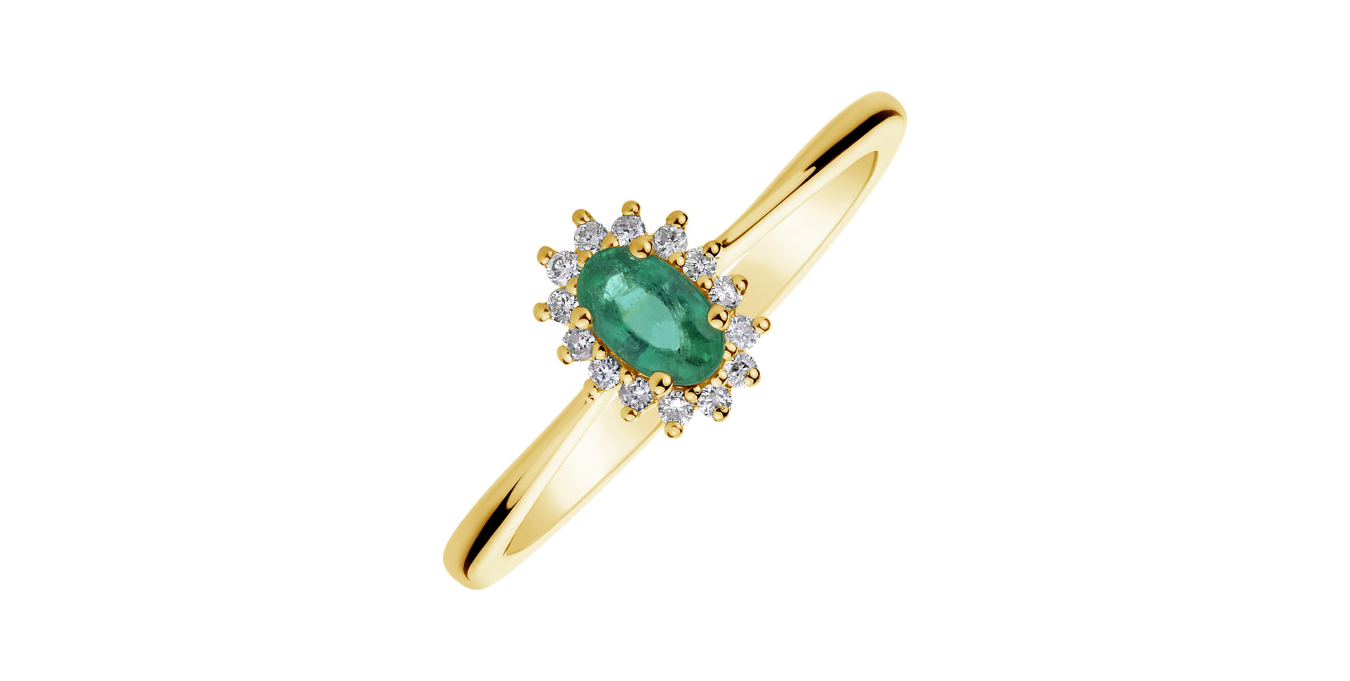 Diamond ring with Emerald Princess