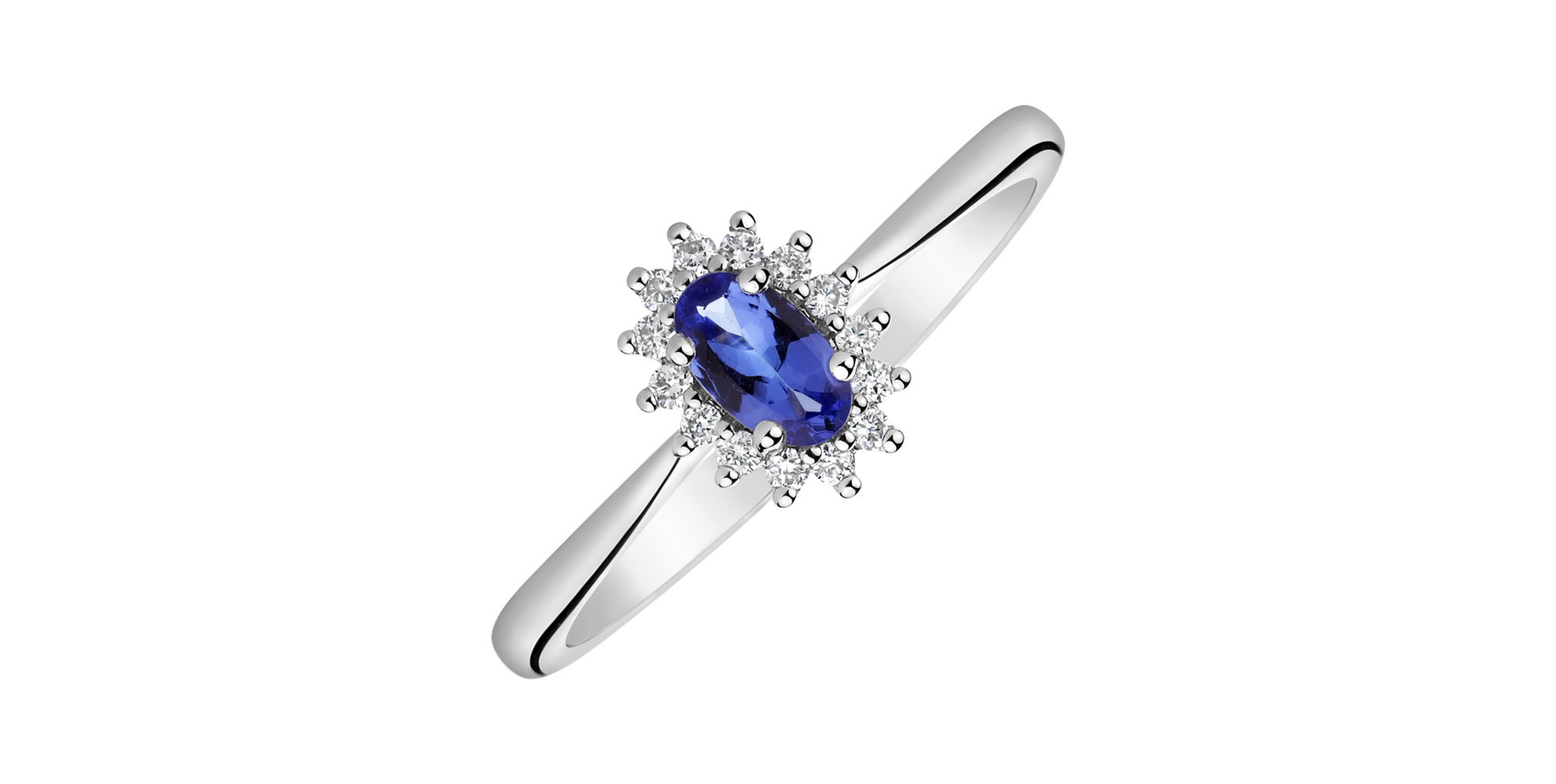 Diamond ring with Tanzanite Princess