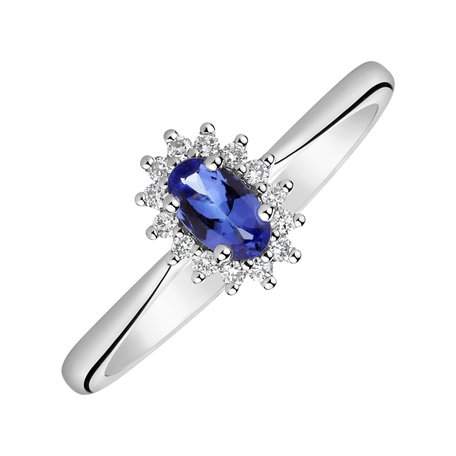 Diamond ring with Tanzanite Princess