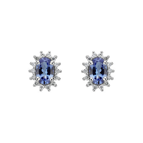 Diamond earrings with Tanzanite Princess