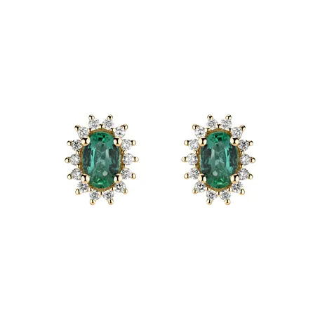Diamond earrings with Emerald Princess