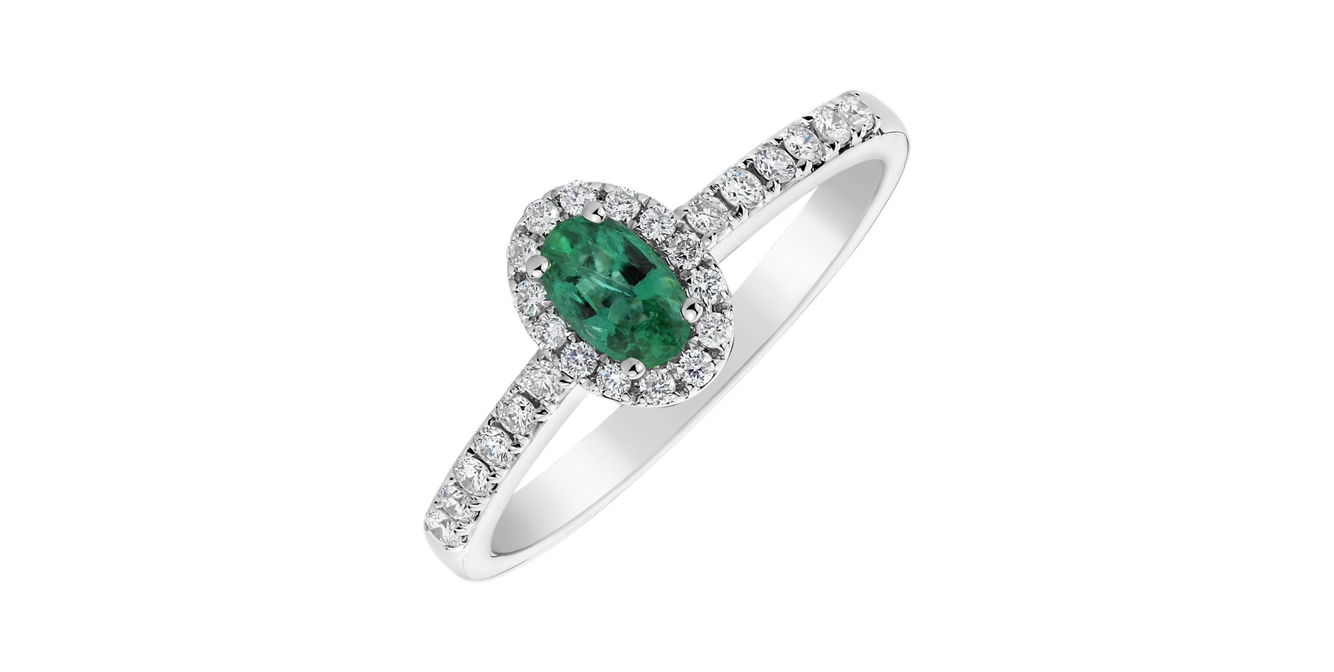 Diamond ring with Emerald Princess