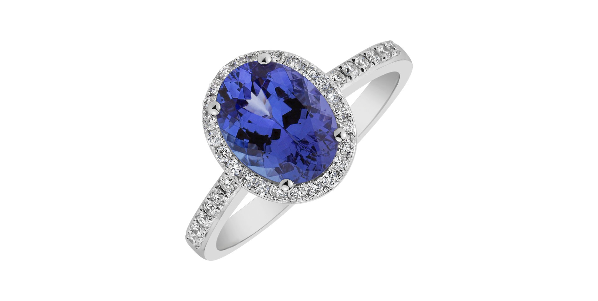 Diamond ring with Tanzanite Princess