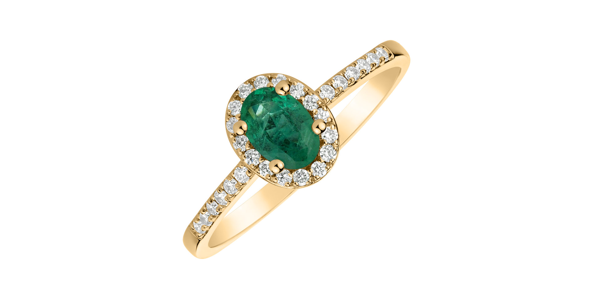 Diamond ring with Emerald Princess