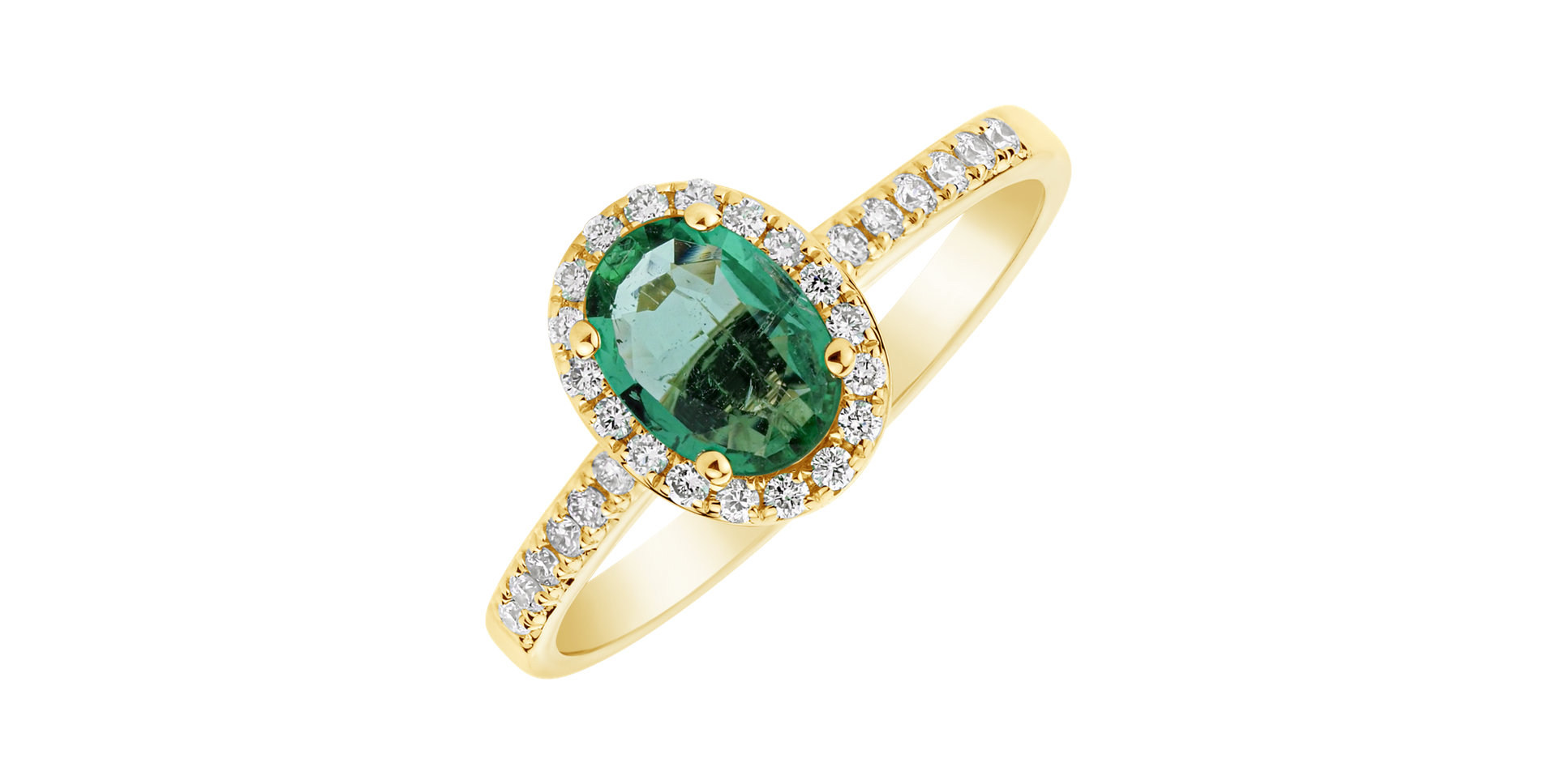 Diamond ring with Emerald Princess
