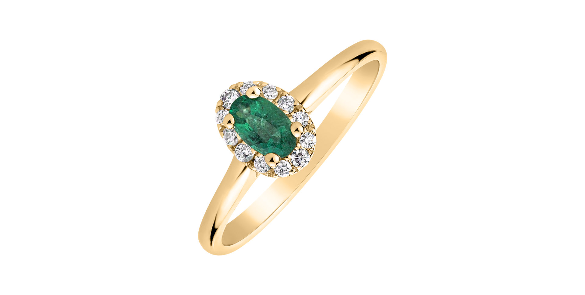 Diamond ring with Emerald Princess