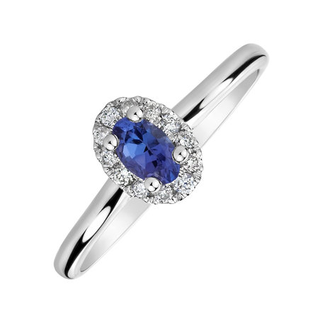 Diamond ring with Tanzanite Princess