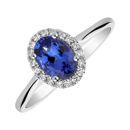 Diamond ring with Tanzanite Princess