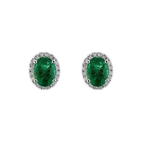 Diamond earrings with Emerald Princess