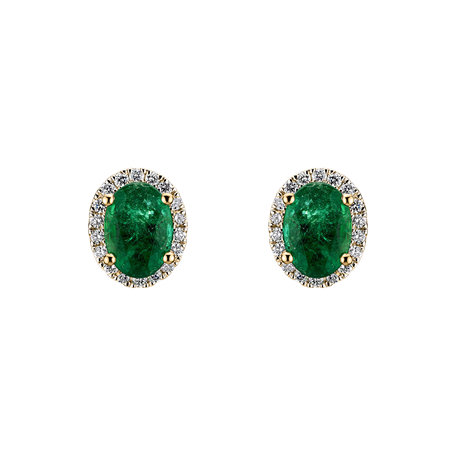 Diamond earrings with Emerald Princess