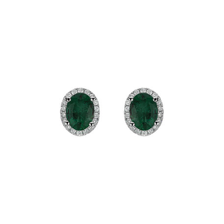 Diamond earrings with Emerald Princess