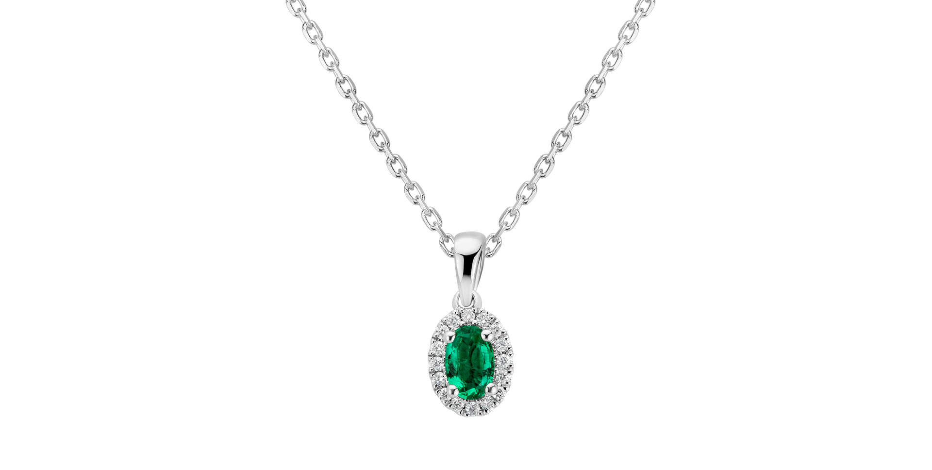 Diamond pendant with Emerald Princess