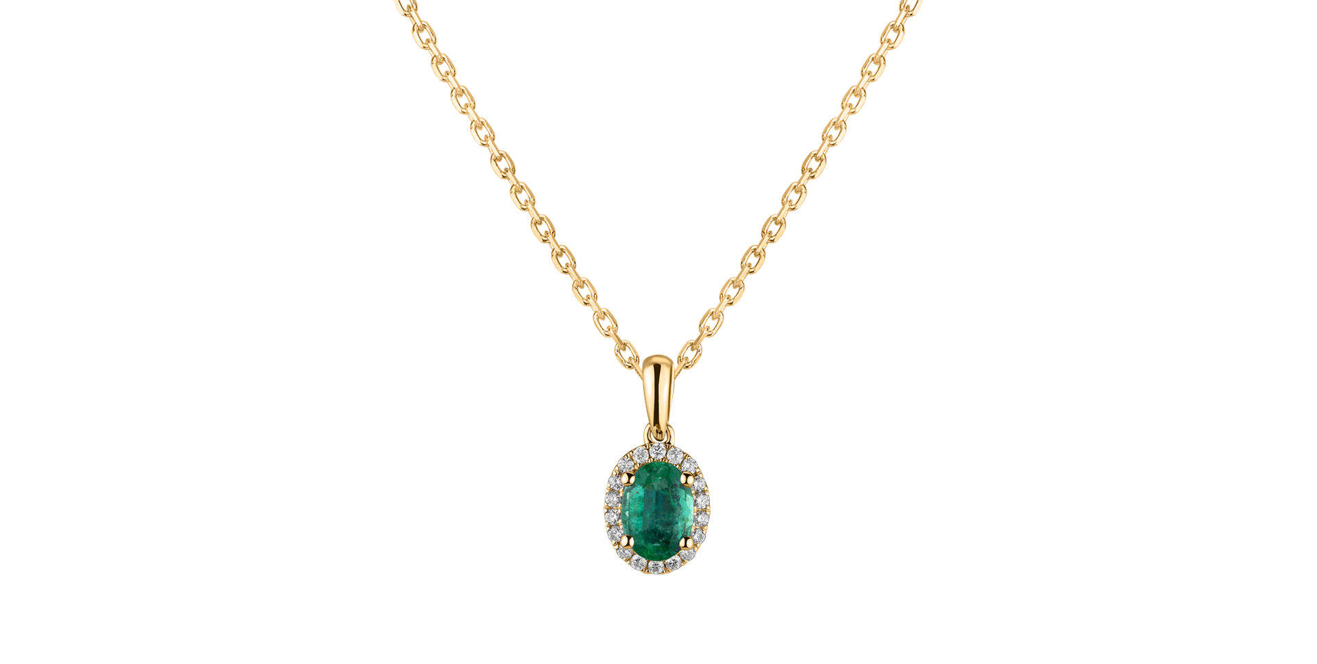 Diamond pendant with Emerald Princess