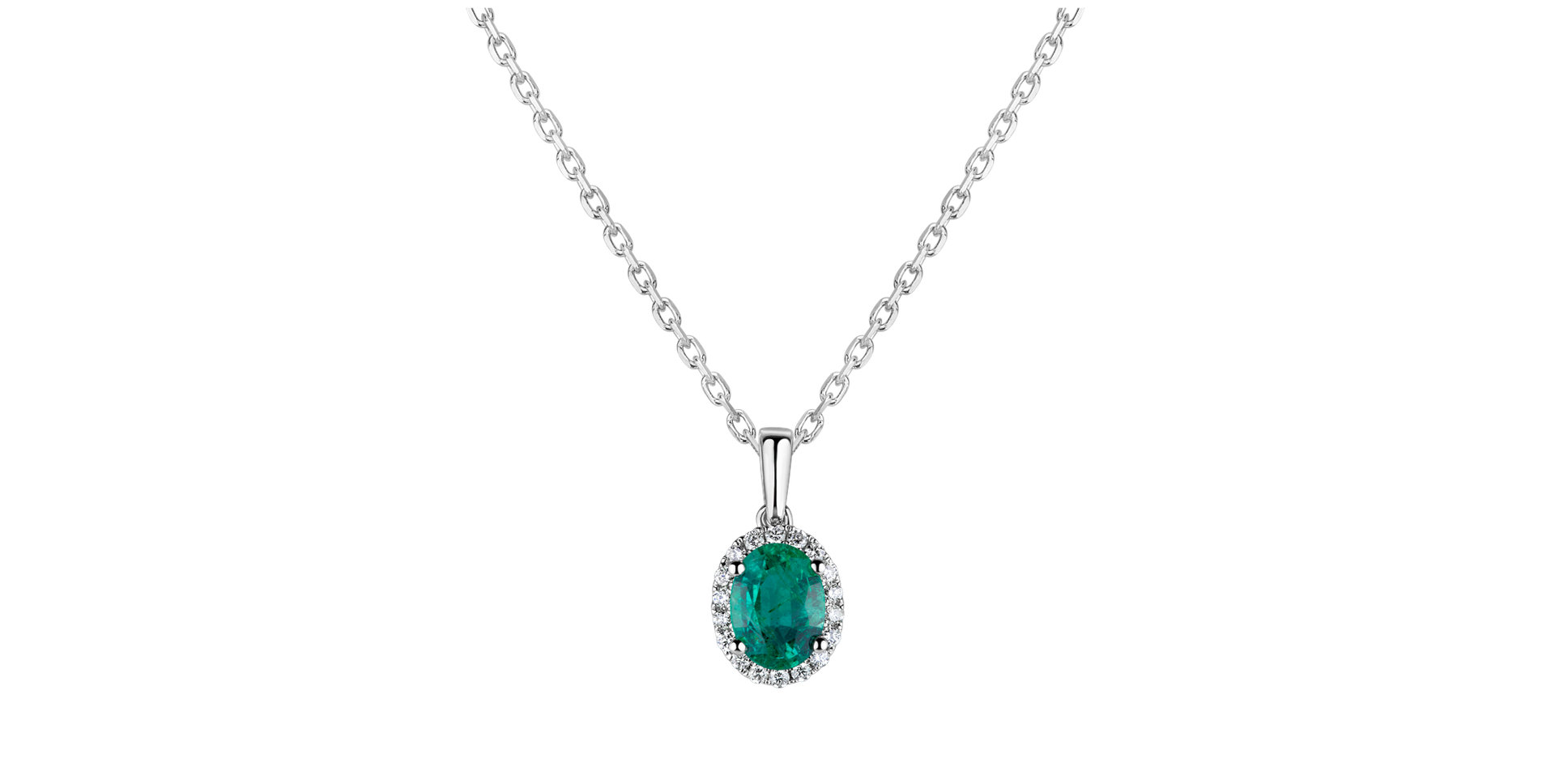 Diamond pendant with Emerald Princess