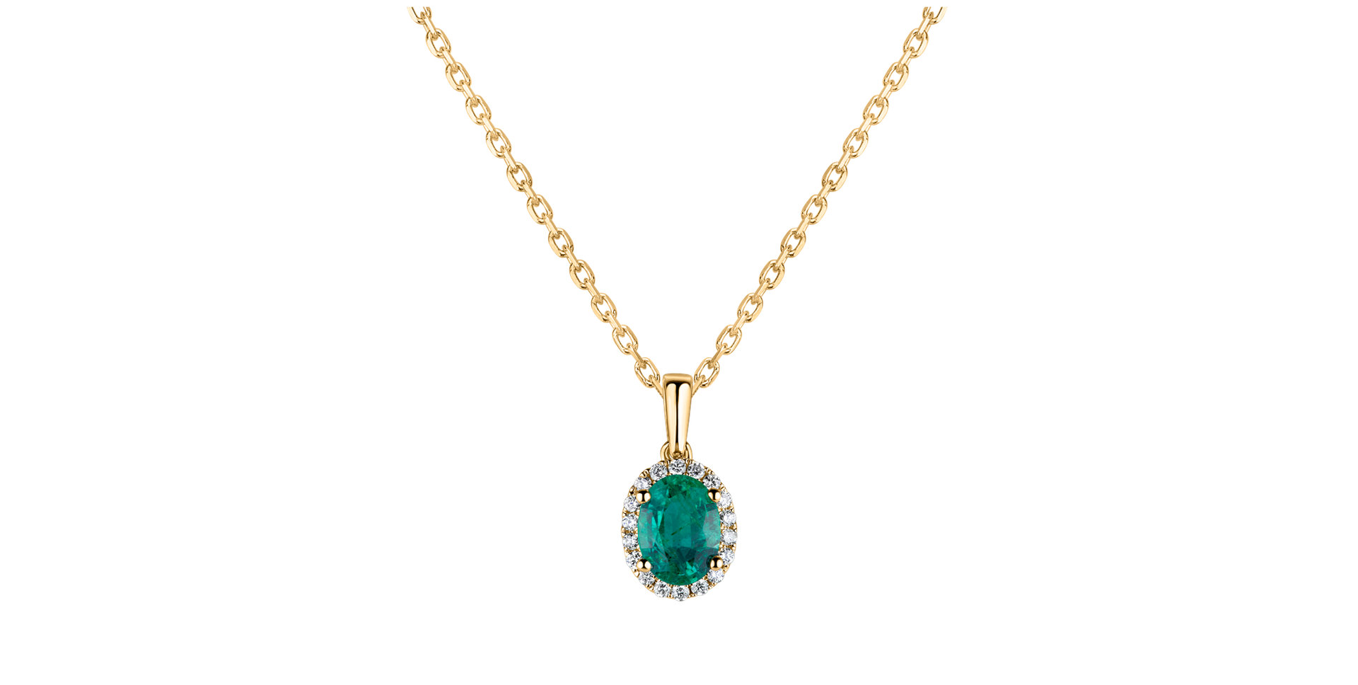Diamond pendant with Emerald Princess