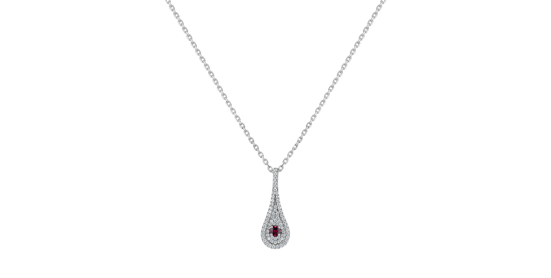 Diamond pendant with Rhodolite Classy Drop