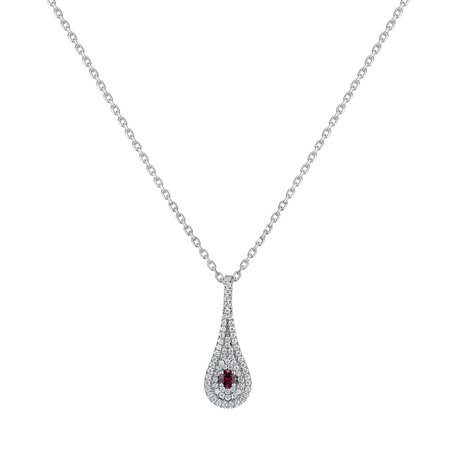 Diamond pendant with Rhodolite Classy Drop