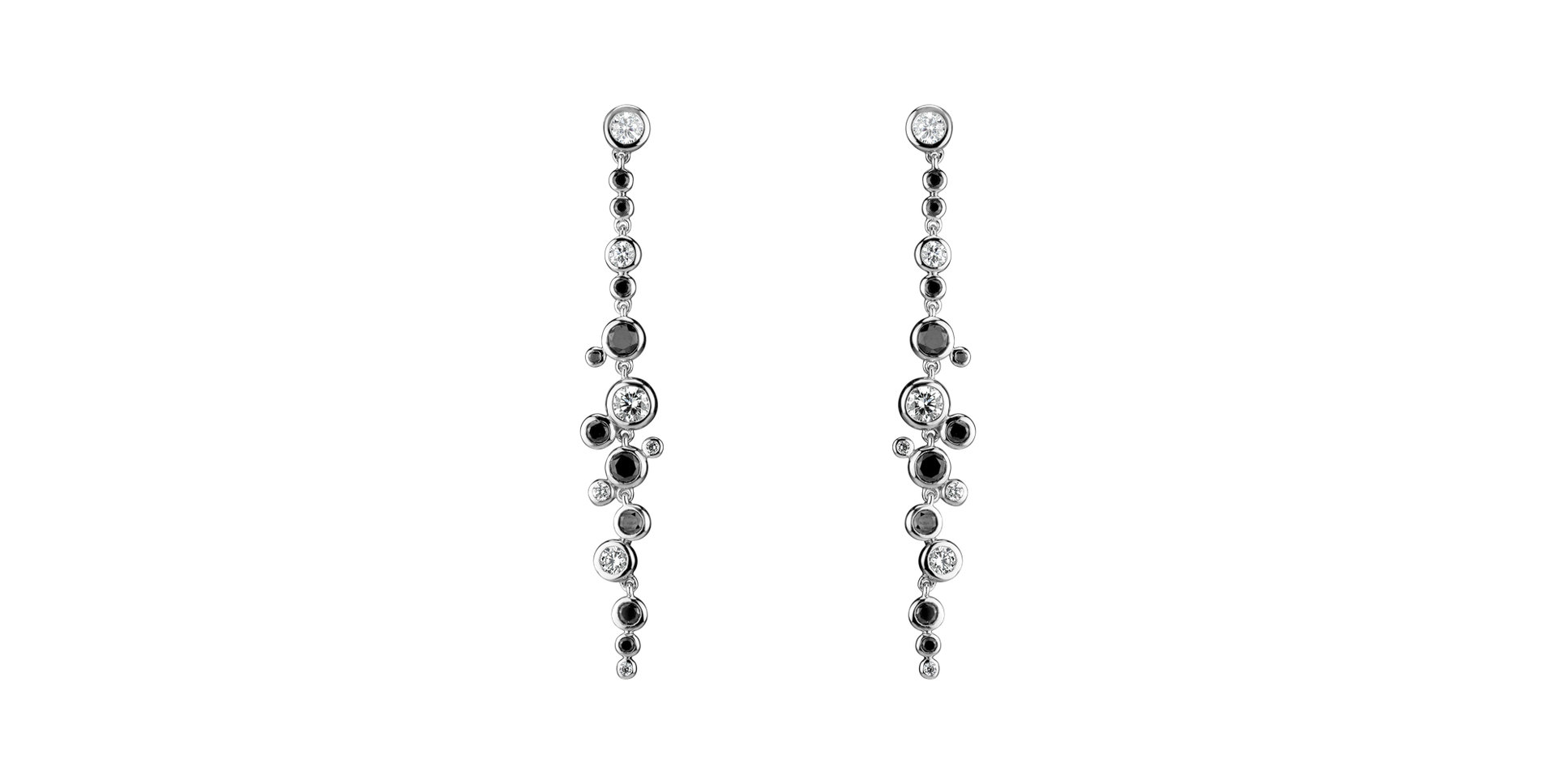 Earrings with black and white diamonds Heaven Waterfall