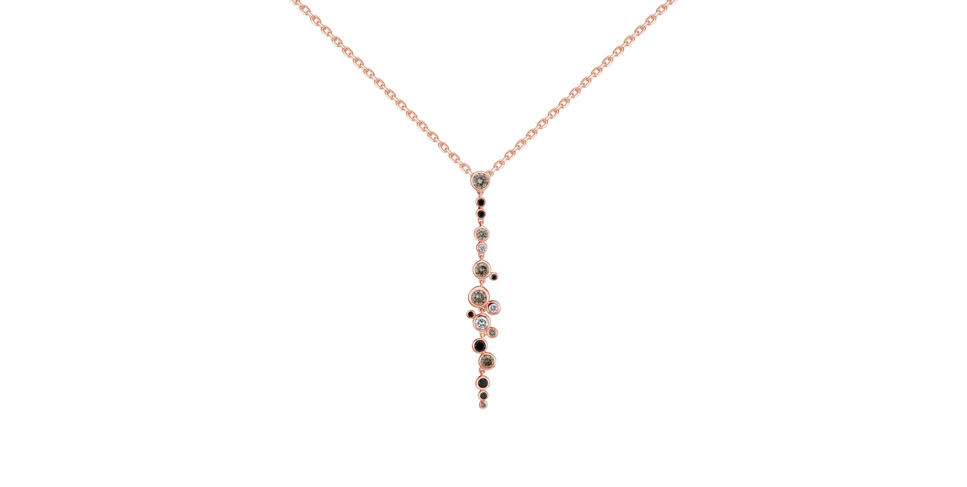 Pendant with white, brown and black diamonds Heaven Waterfall