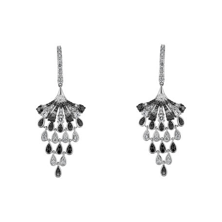 Earrings with black and white diamonds Royal Mesh