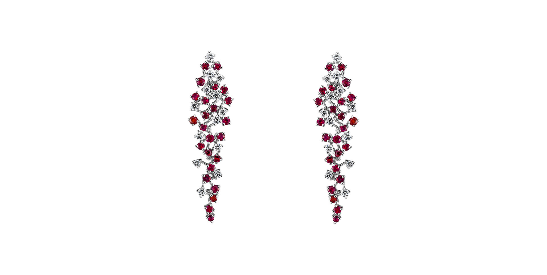 Diamond earrings and Ruby Sparkling Waterfall