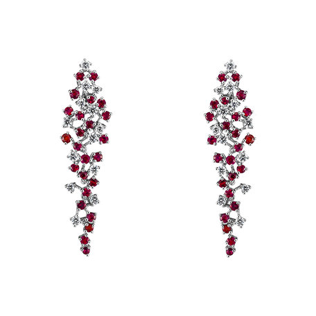 Diamond earrings and Ruby Sparkling Waterfall